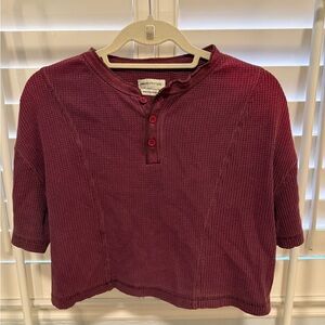 Urban Outfitters Maroon Textured Henley